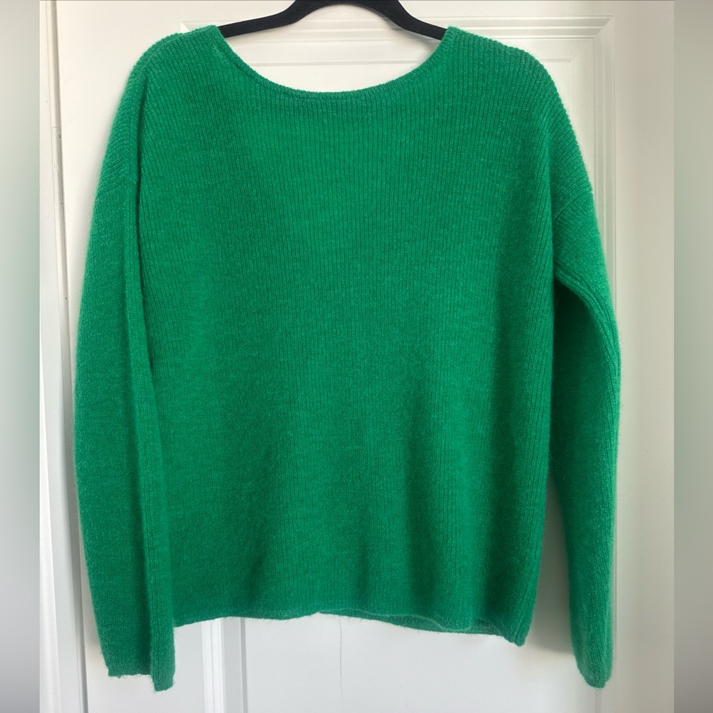 SEZANE Mohair Alpaca Blend Cardigan Sweater Bright Green Small EUC - Picture 7 of 8